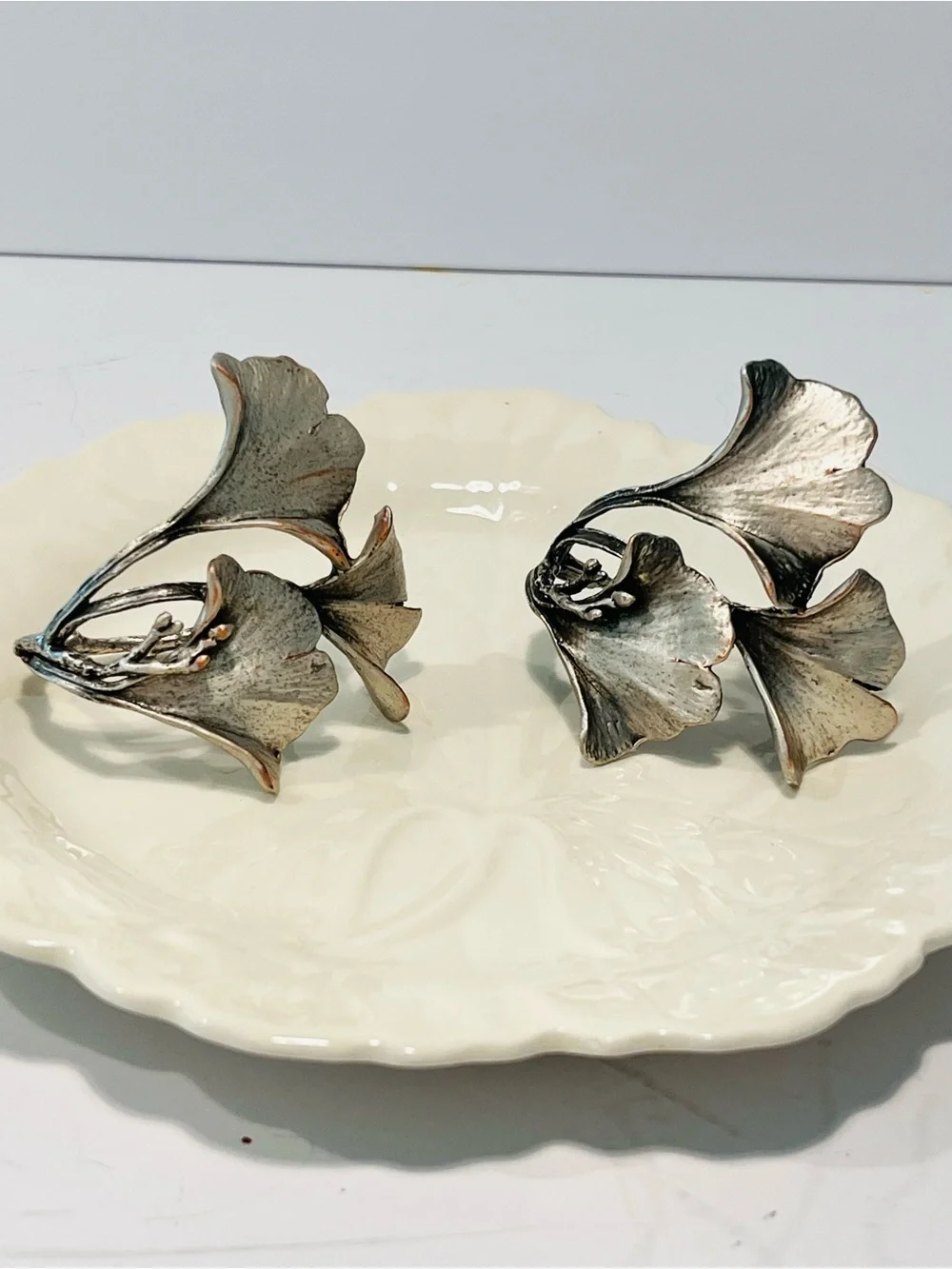Vtg Table Art by Michael Michaud Silver Plated Cooper Napkin Holders Set 2